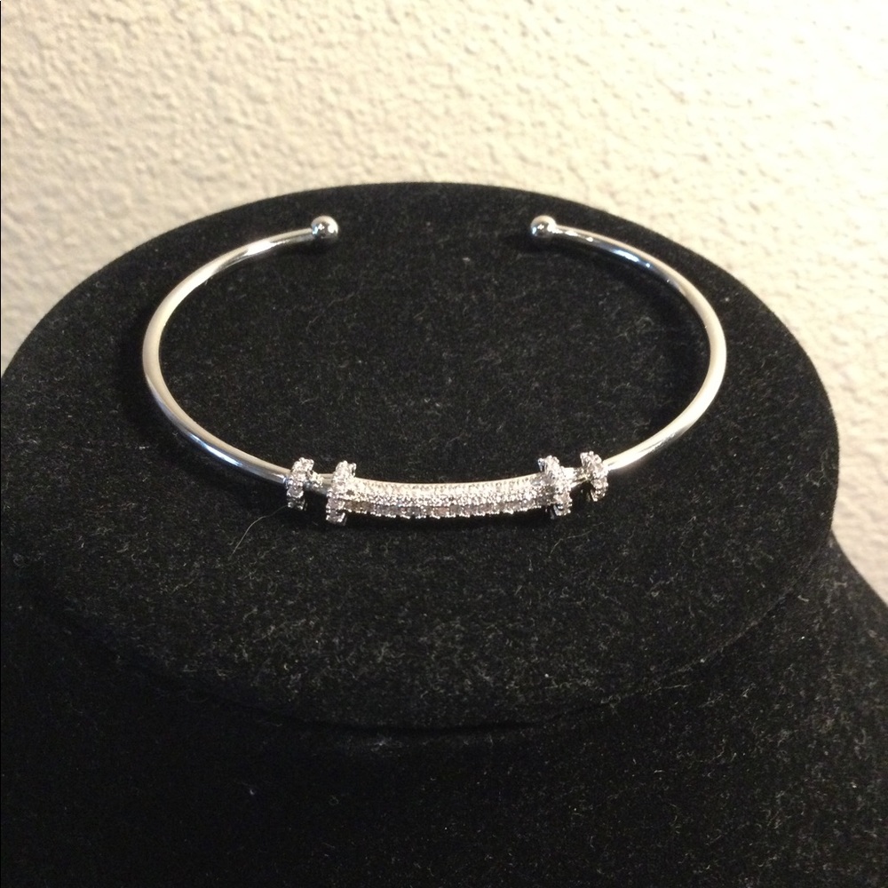 Stainless Steel Crystal Pave Bangle